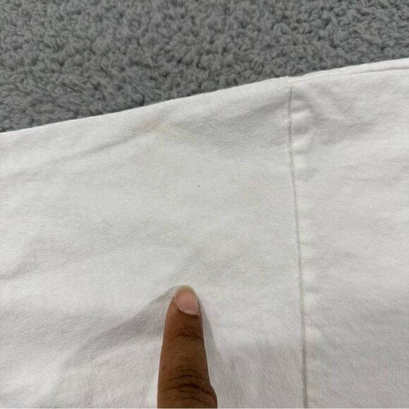 VTG 90s Martell Cognac Wrap Print XL Rise Above White Navy Ringer Tee - Picture 8 of 12